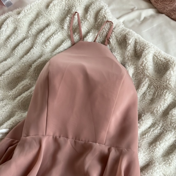 Elegant Pink Halter Bridesmaid | Prom Maxi Dress with Open Back - Picture 9 of 12